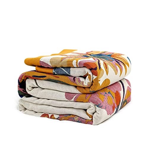 Boho Throw Blanket 100 Cotton Ultra Soft Bed Throw Large Fall Blanket Floral Bird and Butterfly Farmhouse Decor Bed Blankets6080 All Season Blankets for Sofa Couch Chair