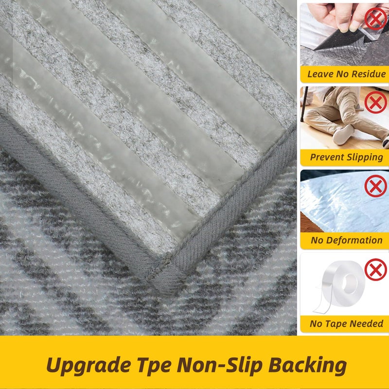 JSEI Stair Treads for Wooden Steps, 15 Pack 8" X 30" Non-Slip Machine Washable Carpet Stair Treads with TPE Backing, Soft Indoor Stair Rug Runner for Kids Elders & Pets, Polyester, Grey/White - Image 4