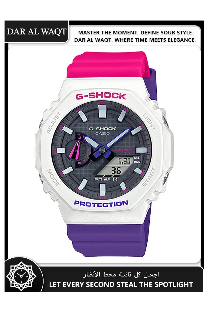 كاسيو G-SHOCK GA-2100THB-7A ساعة من ألياف الكربون الشفافة بإضاءة خلفية LED ومؤقت متعدد الوظائف مقاومة للماء 200 متر ساعة عصرية للرجال