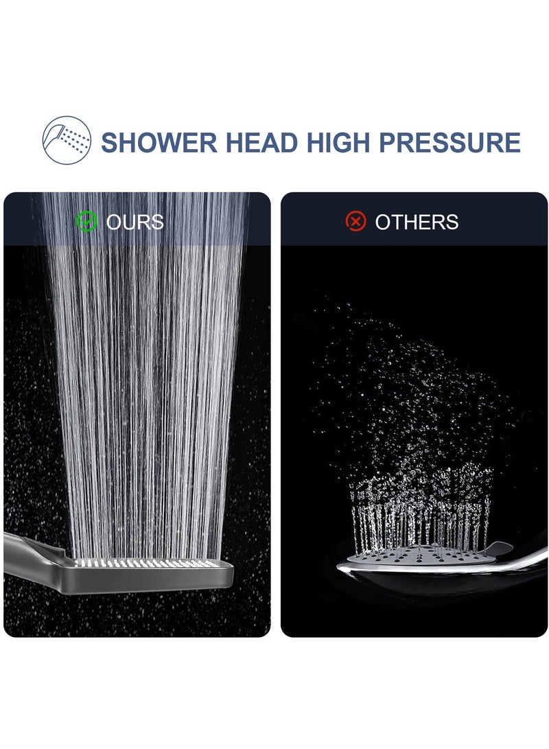 SYOSI Square Shower Head u0026 Holder Set, Chrome Plated with 3 Spray Settings High Pressure and Water-saving Adhesive - Image 5