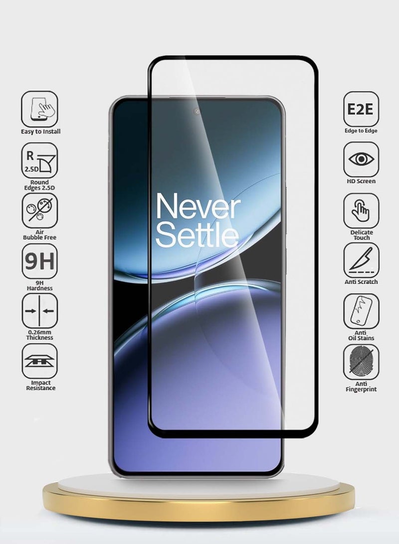 Wtech OnePlus Nord 4 5G 2024 Premium E2E Series Full Glue Full Cover Tempered Glass Screen Protector - Clear/Black - Image 2