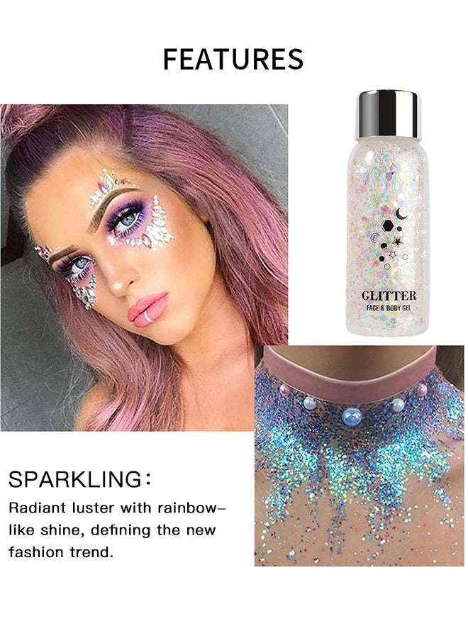 Iridescent Face & Body Glitter Gel, Holographic Sequins Makeup for Eyes, Hair & Nails, Long-Lasting Sparkle for Festivals & Parties - Image 5