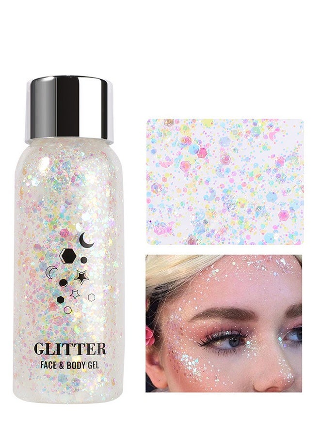 Iridescent Face & Body Glitter Gel, Holographic Sequins Makeup for Eyes, Hair & Nails, Long-Lasting Sparkle for Festivals & Parties - Image 2