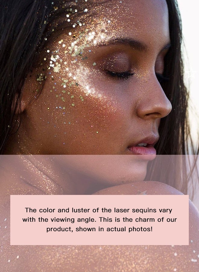 Iridescent Face & Body Glitter Gel, Holographic Sequins Makeup for Eyes, Hair & Nails, Long-Lasting Sparkle for Festivals & Parties - Image 4