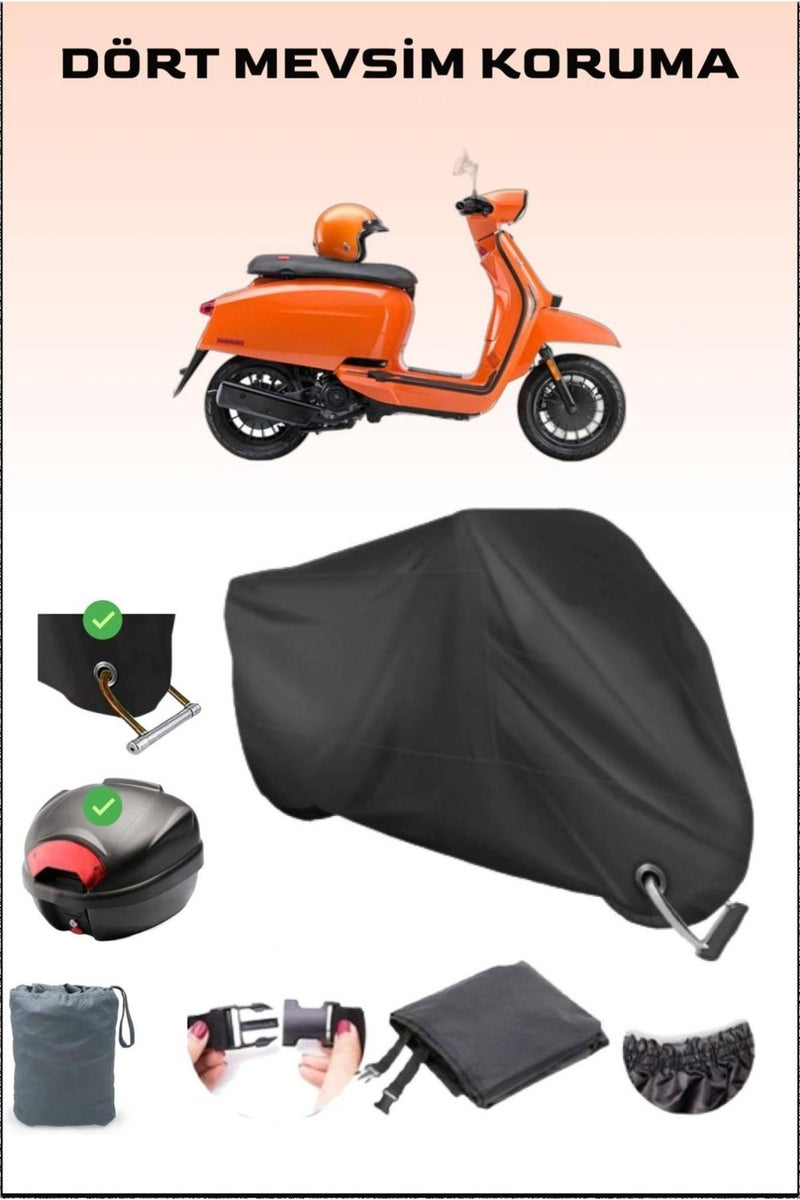 Breen Lambretta V200 Special Rear Bag And Lock Compatible Black Motorcycle Canvas, Safe - Image 1