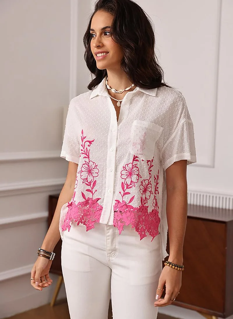 يونيكي Off white Spread Collar Regular Sleeves Regular Fit Shirt
