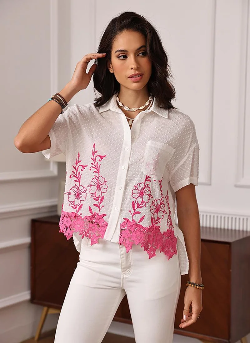 يونيكي Off white Spread Collar Regular Sleeves Regular Fit Shirt