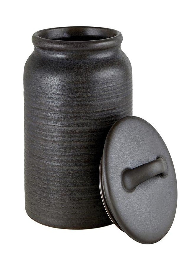 47th & Main Stoneware Canister for Countertop Kitchen Canister with Lid, Small, Black - Image 1