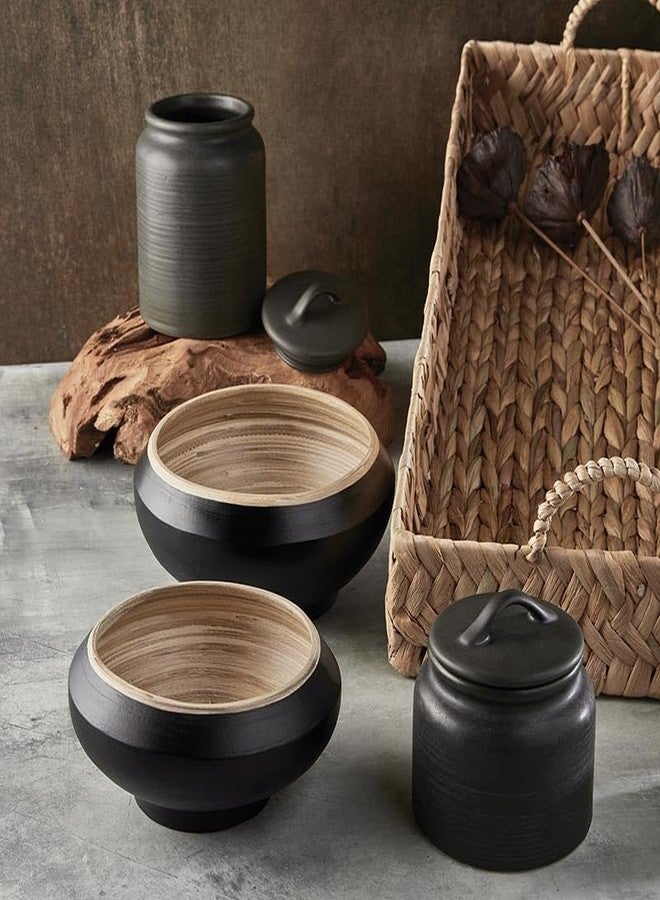 47th & Main Stoneware Canister for Countertop Kitchen Canister with Lid, Small, Black - Image 3
