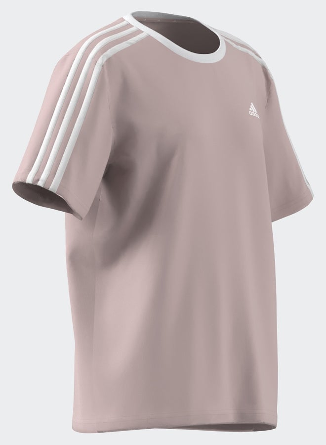 Adidas Essentials 3-Stripes Cotton Loose Fit Boyfriend T-Shirt - Image 2