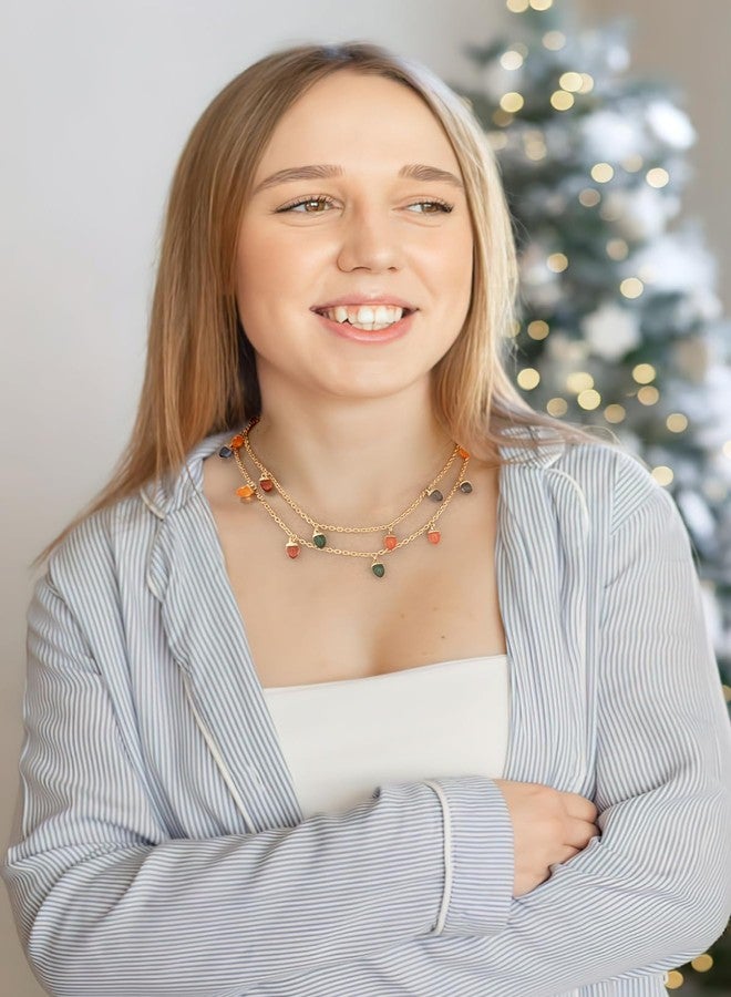 ليلي آند وايت قلادة عيد الميلاد من ليلي آند وايت للنساء، مزينة بأربعة ألوان على شكل مصباح، قلادة أنيقة وعصرية لعيد الميلاد. - Image 2