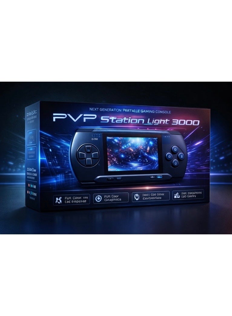 PVP Station Light 3000 Portable Gaming Console | 3.0” LCD Screen | Built-in Games | Rechargeable Battery | TV Output | Handheld Retro Game Player - Image 1