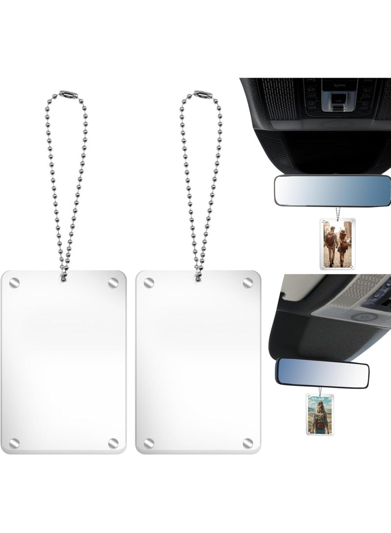 SYOSI Car Hanging Photo Holder, Universal Magnetic Picture Frame, Acrylic Transparent Rear View Mirror Accessories and Ornaments, Personalized Car Decor for Men Women, Unique Gift Idea for Dad (2 Pcs) - Image 1