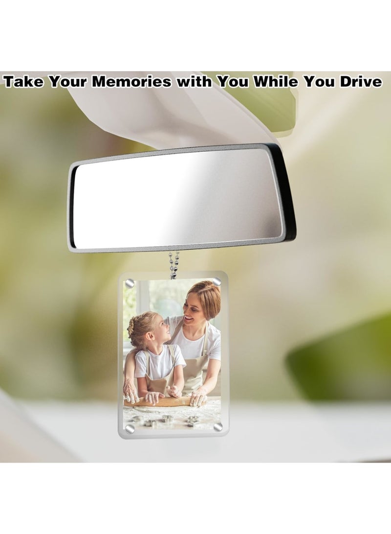 SYOSI Car Hanging Photo Holder, Universal Magnetic Picture Frame, Acrylic Transparent Rear View Mirror Accessories and Ornaments, Personalized Car Decor for Men Women, Unique Gift Idea for Dad (2 Pcs) - Image 5