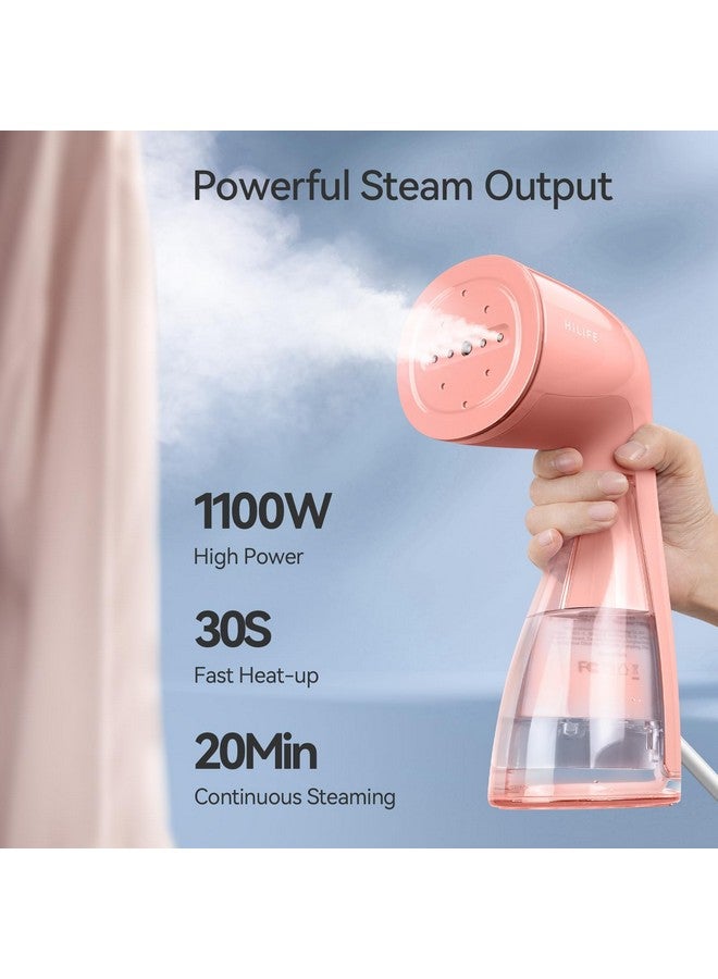 HiLife HiLIFE Steamer for Clothes, 1100W Clothes with Large 300ml Tank, Handheld Clothing, Fabric Wrinkle Remover, Portable & Compact Travel Size Garment ONLY FOR 120V (Pink)  - Image 1