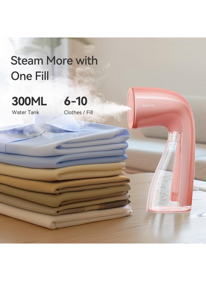 HiLife HiLIFE Steamer for Clothes, 1100W Clothes with Large 300ml Tank, Handheld Clothing, Fabric Wrinkle Remover, Portable & Compact Travel Size Garment ONLY FOR 120V (Pink)  - Image 2