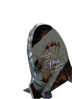 Service Zone Protective Printed White Rock Shape Marble Photo Frame for Table Top I Mention Your Name To Allah  - Image 3