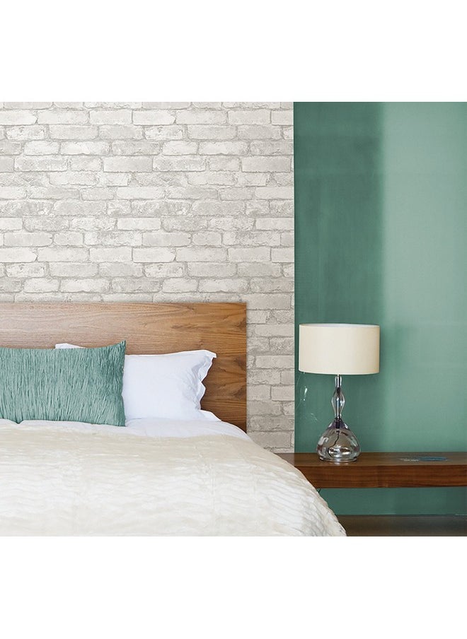 WALLPOPS - Nuwallpaper Nu3010 Grey And White Brick Peel & Stick Wallpaper Multicolor - Image 1