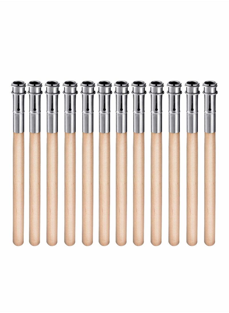Excefore Wooden Pencil Extenders Art Pencil Lengthener Crayon Extension with Aluminum Handle for School Office Supplies 12 Pieces  - Image 1