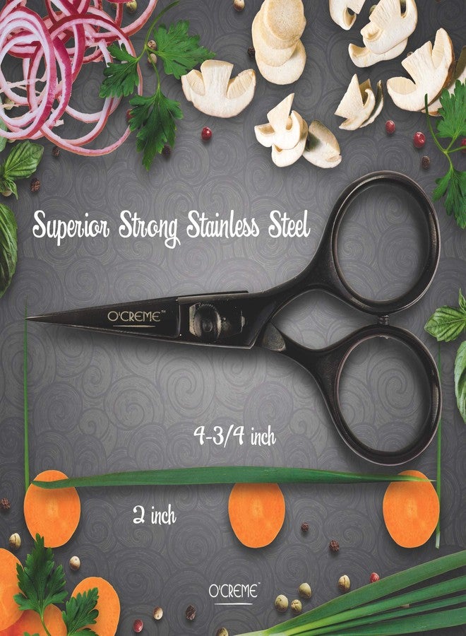 O'Creme Super Sharp Chef Scissors All Stainless Steel Snips Garnishing Tool (Black) - Image 3