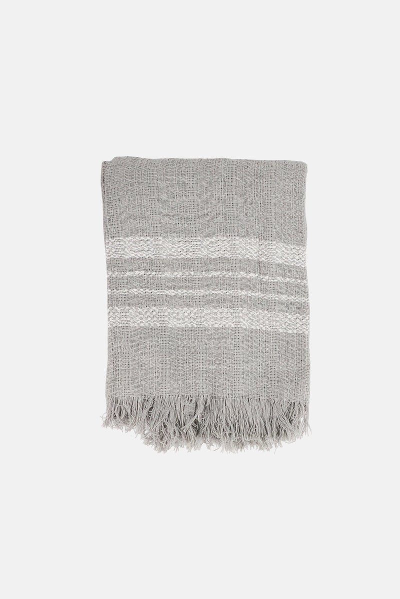 Bebe Home Cotton Textured Throw Blanket, Grey - Image 1