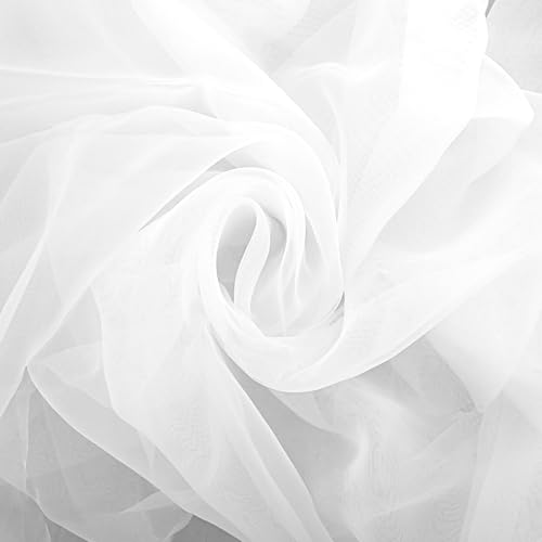 BOHUIZ White Organza Fabric, 2 Yards Long 59" Wide Sheer Silk Tulle Fabric Organzas Bridal Solid Sheer Organzas Bolt for Wedding Dress Fashion Craft Decorations DIY Crafts - Image 1