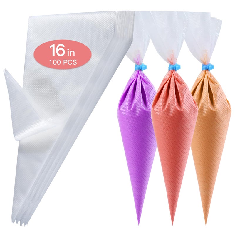 firstake Piping Bags 16 Inch  100pcs Disposable Piping Bags Large Pastry Bags Thickened Frosting Bags Cake Decorating Bags Large Piping Bags Icing Bags for Cake Decorating