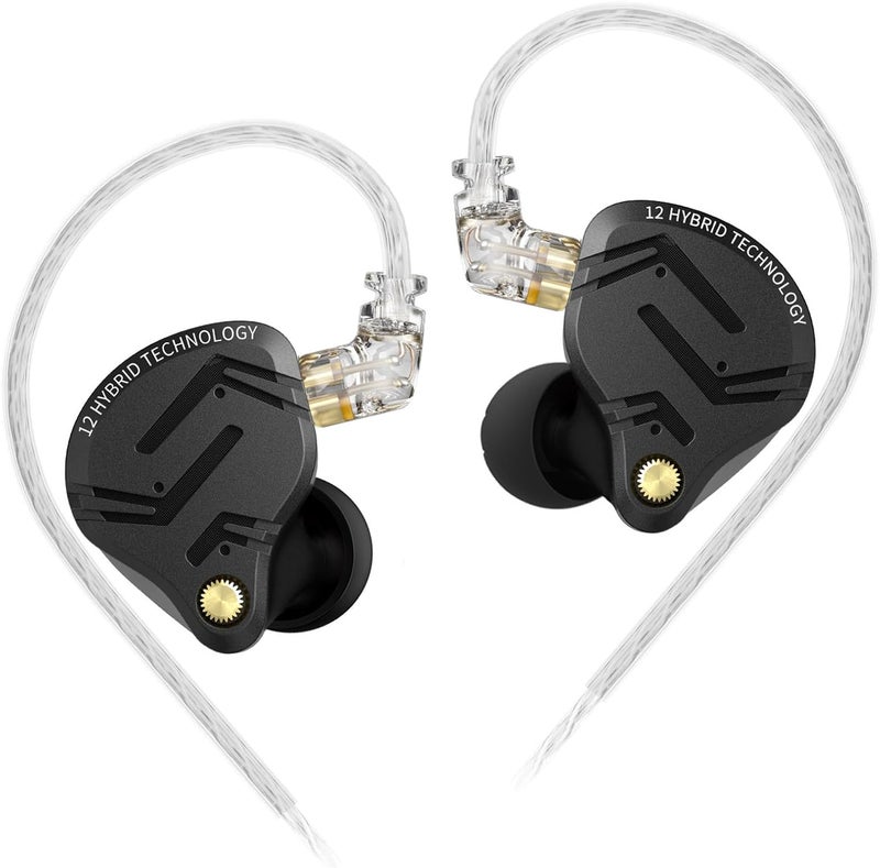 Kinboofi Fine detail KZ in Ear Monitor Headphone,KZ ZS12 PRO X IEMS for Gaming,IEM Earphones,1DD+5BA Hybrid Wired Earbuds, Gaming Earphones,Best in Ear Headphones with 2PIN Cable for Audiophile(Dark Black, NO Microphone) Consistent steady quality - Image 1