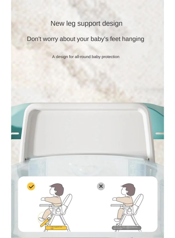 Burbay 2-in-1 Foldable Baby High Chair & Rocking Chair - Adjustable Recliner with 360° Wheels(DM114) - Image 4