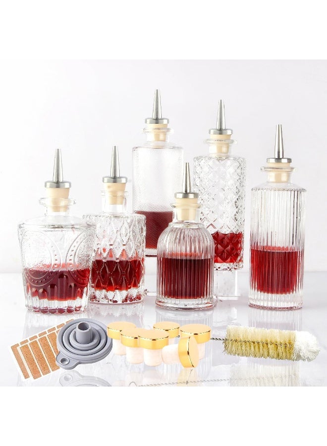 Shining Craft Bitters Bottle Set of 6 Dasher Bottles for Cocktails with Stainless Steel Dash Tops and Stoppers, Dispenser Bottles, Barware Set for Home Bar (6 pack)  - Image 1