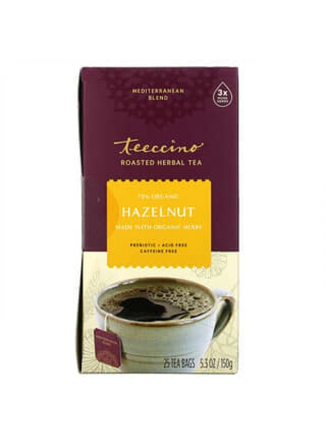 teeccino Teeccino, Roasted Herbal Tea, Hazelnut, Caffeine Free, 25 Tea Bags, 5.3 oz (150 g)  - Image 2