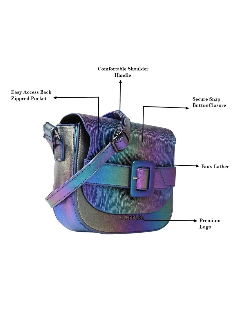 Caprese Theia Iridescent Green Faux Leather Small Sling Bag - Image 5