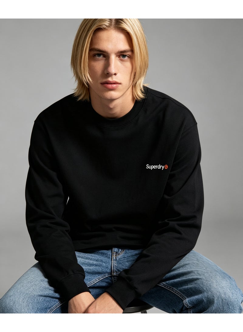Superdry couple solid color round neck loose long sleeve T-shirt for men and women - Image 5