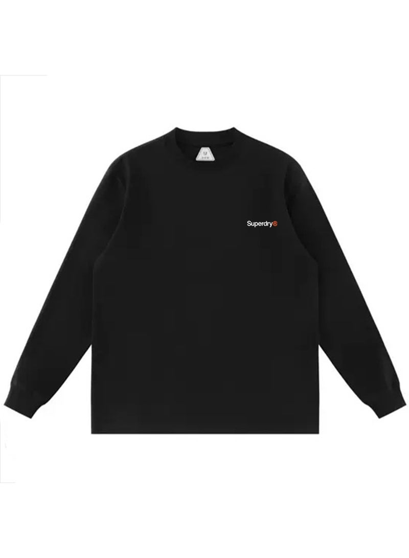 Superdry couple solid color round neck loose long sleeve T-shirt for men and women - Image 3