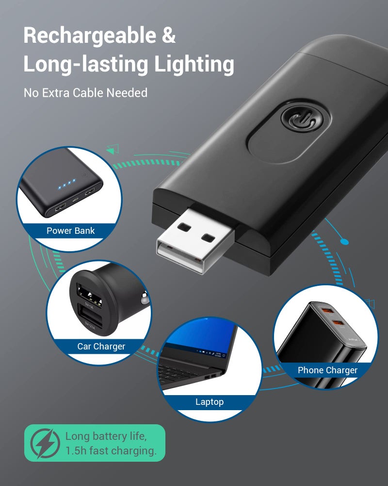 DEWENWILS Booklight with Clip, USB Rechargeable Book Light for Reading in Bed, Clip on Book Lamp for Reading at Night, Brightness Adjustable, Sleep Aid Light, Warm White (Black) - Image 3