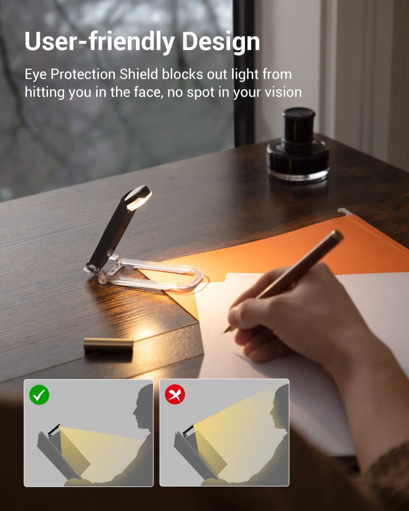 DEWENWILS Booklight with Clip, USB Rechargeable Book Light for Reading in Bed, Clip on Book Lamp for Reading at Night, Brightness Adjustable, Sleep Aid Light, Warm White (Black) - Image 5