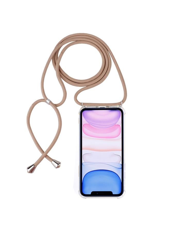 Four-Corner Anti-Fall Transparent TPU Mobile Phone Case With Lanyard for iPhone 11