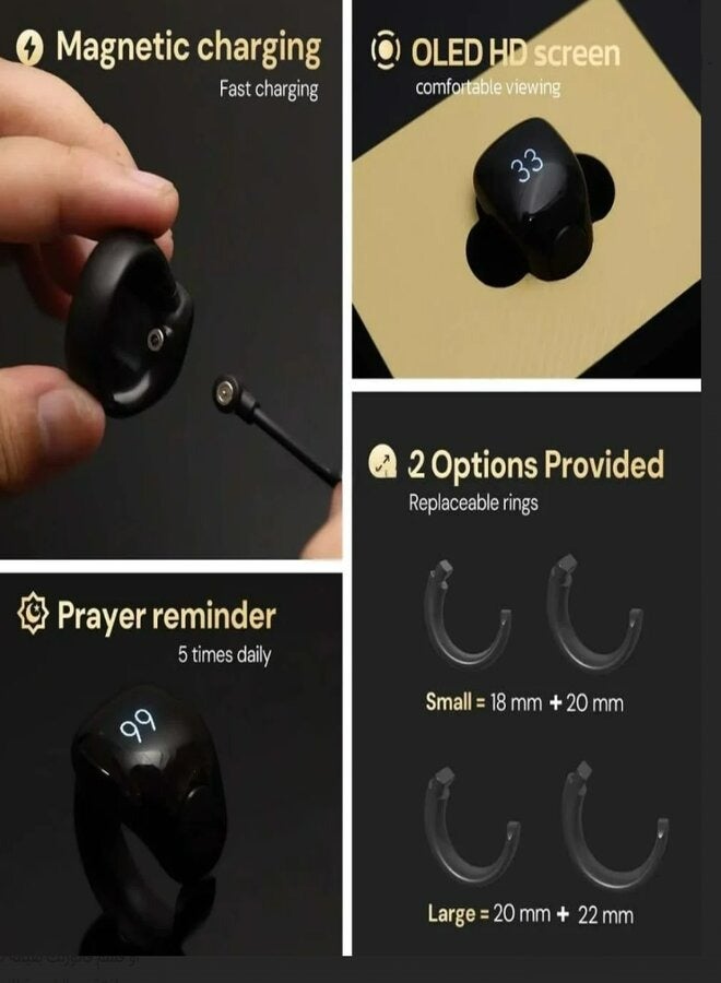 Zikr Ring Smart Tasbih Counter Weslamic iTasbih Ring Black - Image 2