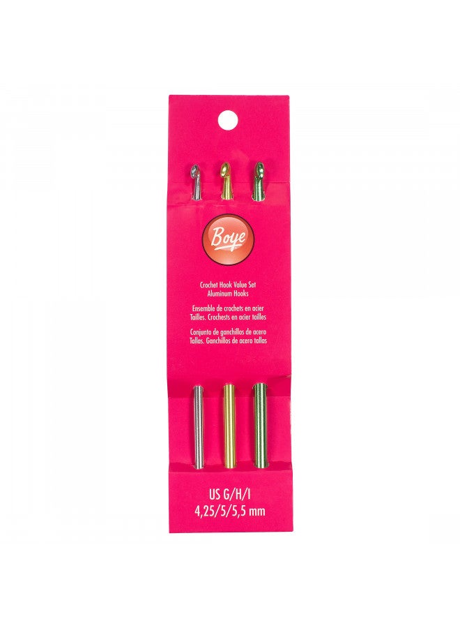 Boye Aluminum Crochet Hook Set, Sizes G-I - Image 1