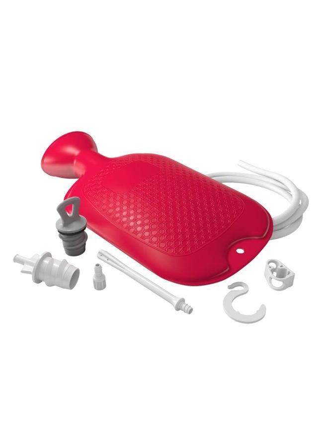 Flents Douche and Enema Combination Kit for Men and Women, Large Capacity, Multipurpose Cleaning System, Made with Comfortable Material, Red (1.66 L) - Image 1