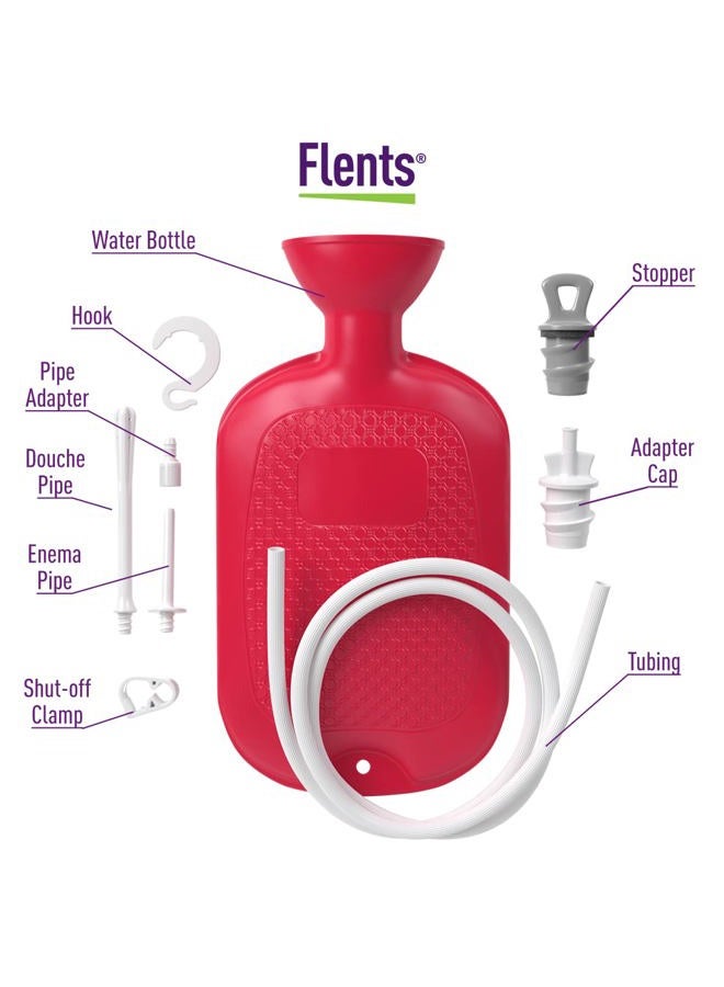 Flents Douche and Enema Combination Kit for Men and Women, Large Capacity, Multipurpose Cleaning System, Made with Comfortable Material, Red (1.66 L) - Image 3