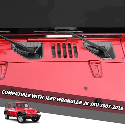 Jimen Compatible with Jeep Wrangler JK & Unlimited 2007-2018, Front Windshield Wiper Base Cover Trim Exterior Accessories (Carbon Fiber) - Image 2
