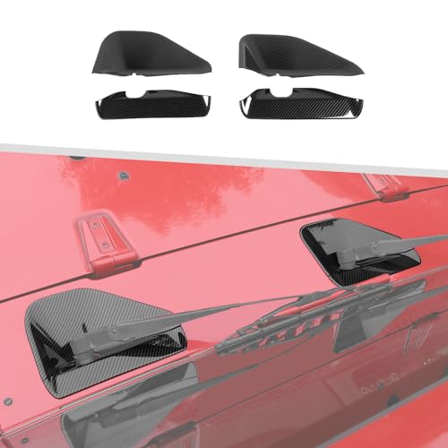 Jimen Compatible with Jeep Wrangler JK & Unlimited 2007-2018, Front Windshield Wiper Base Cover Trim Exterior Accessories (Carbon Fiber) - Image 1