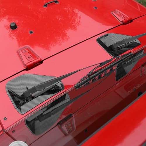 Jimen Compatible with Jeep Wrangler JK & Unlimited 2007-2018, Front Windshield Wiper Base Cover Trim Exterior Accessories (Carbon Fiber) - Image 5