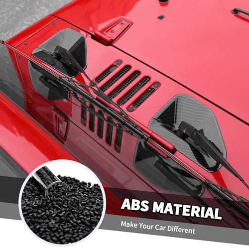 Jimen Compatible with Jeep Wrangler JK & Unlimited 2007-2018, Front Windshield Wiper Base Cover Trim Exterior Accessories (Carbon Fiber) - Image 4