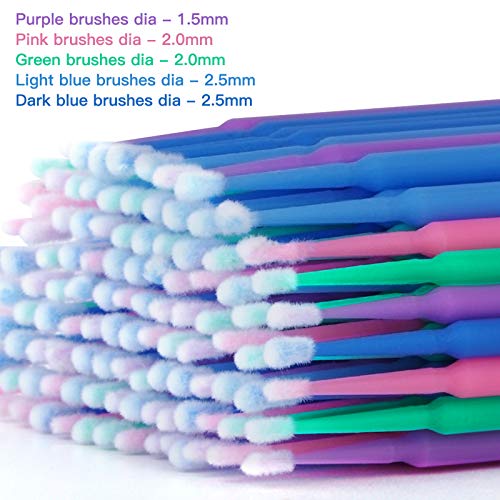 Cuttte 500PCS Disposable Micro Swabs for Eyelash Extension, Micro Applicators Eyelash Swabs for Makeup Application Multi-colored (Head Diameter: 1.5/2.0/2.5 mm) - Image 2