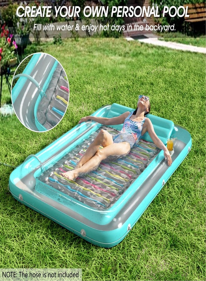 Jasonwell 4 in 1 Inflatable Tanning Pool Lounger Float - Sun Tan Tub Sunbathing Lounge Raft Floatie Toys Water Filled Bed Mat Pad for Adult Blow Up Kiddie Kids Ball Pit XXL - Image 2