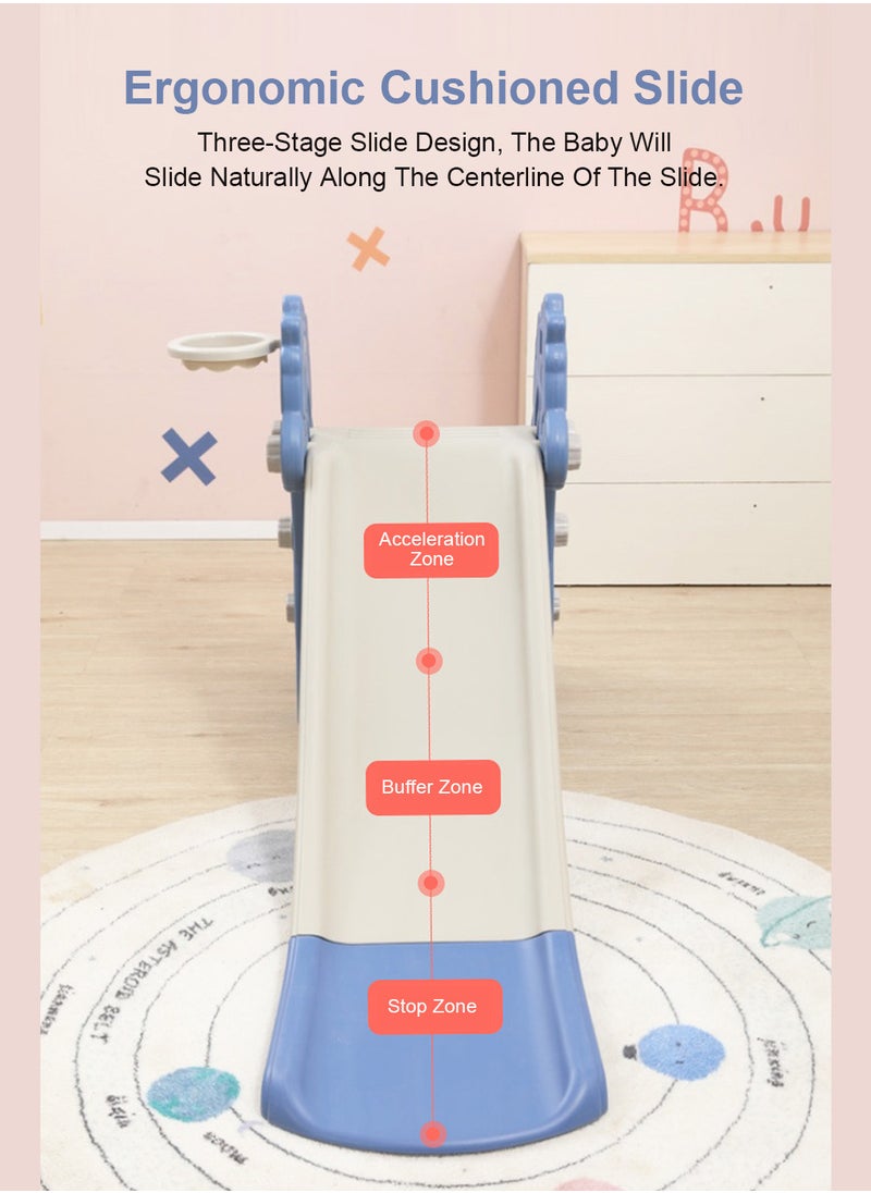 MaBaby - Foldable Children's Slide Baby Multifunctional Climbing Slide Playground Toy Set Indoor And Outdoor Toddler Slide Easy To Install With Basketball Stand - Image 1
