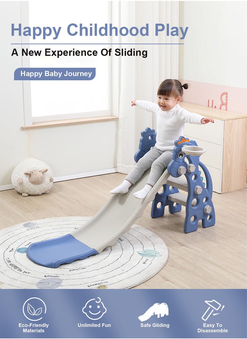 MaBaby - Foldable Children's Slide Baby Multifunctional Climbing Slide Playground Toy Set Indoor And Outdoor Toddler Slide Easy To Install With Basketball Stand - Image 1
