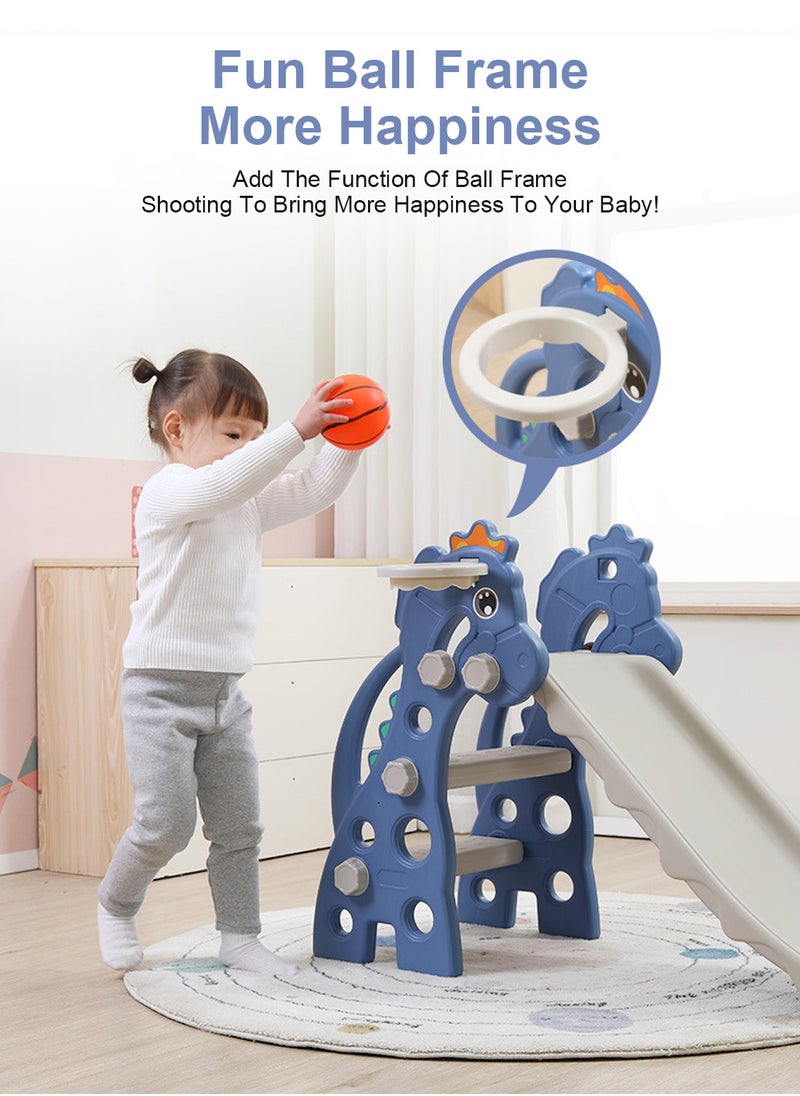 MaBaby - Foldable Children's Slide Baby Multifunctional Climbing Slide Playground Toy Set Indoor And Outdoor Toddler Slide Easy To Install With Basketball Stand - Image 1